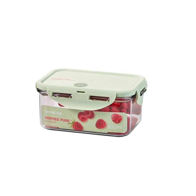 Image of LocknLock Bisfree Pure Airtight Food Storage Container 600ML | Leakproof & BPA-Free Plastic Box | Kitchen Organizer for Snacks, Spices, Fruits & Meal Portions - Light Green