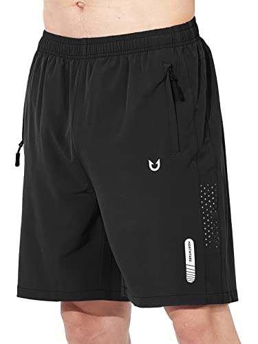 NORTHYARD Men's Athletic Running Shorts Quick Dry Workout Shorts 7'/ 5'/ 9' Lightweight Sports Gym Basketball Tennis Hiking Exercise Black L