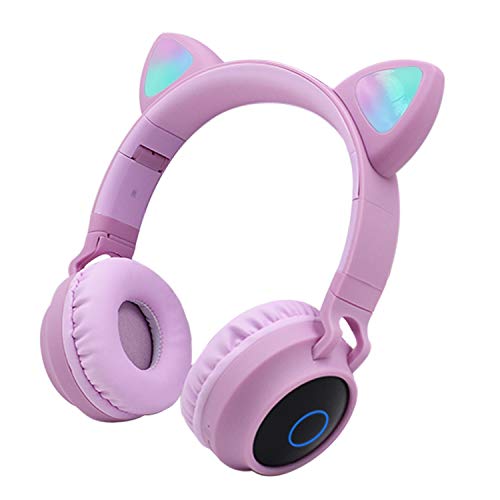 Super Brands 4In1 Pink Cute Cat Ear Over Ear Wireless LED Stereo Headphone, FM Radio TF Card MP3 Point Headset + Microphone Support Music Streaming Hands-Free Calling for iPhone Game X-Box PS3 PS4 PS5 Wii
