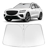 Proadsy 2025 Upgrade Windshield Sun Shade Custom Fit Genesis GV70 2022-2025 Foldable Front Sunshade Protector Sun Visor Blocks UV Rays Keep Car Cooler Accessories