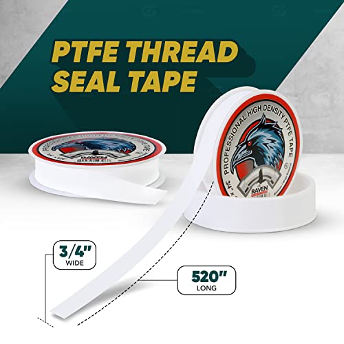 Image of SUPPLYGIANT S1221-10 PTFE Thread Seal Tape for Plumbers, White 3 /4 Inch x 520 Inch (Pack of 10 Rolls)