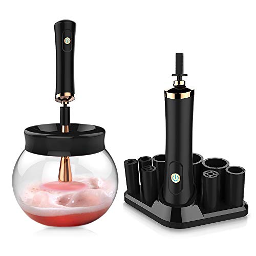 Electric Makeup Brush Cleaner,WeChip Automatic Brush Cleaner Spinner Fast Clean Dry Machine Cosmetic Brushes Color Removal Cleaner with 8 Size Rubber Collars