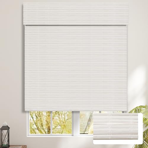 SEEYE Cordless Bamboo Blinds Shades, Light Filtering Bamboo Roller Shades Natural Roman Blind Shade, Roll Up Blind for Windows, Easy to Install for Door, Bedroom, 22" W x 64" H, White SEEYE Cordless Bamboo Blinds Shades, Light Filtering Bamboo Roller Shades Natural Roman Blind Shade, Roll Up Blind for Windows, Easy to Install for Door, Bedroom, 22" W x 64" H, White