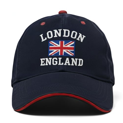 FifthRiver Union Jack London England Baseball Cap for Men Women Embroidered UK Flag Adjustable Breatheable Dad Hat Souvenir (UK Alpha One Size London England Navy)