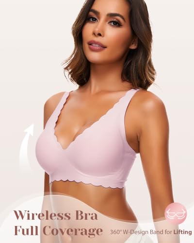 Image of Deep V Petal Bras for Women No Underwire Soft Wireless Bras Comfort Seamless Bralettes with Extender