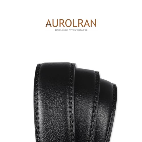 Image of Aurolran Men&Womens Leather Dress Belt Business Automatic Buckle Belt Color-Black Silver Gold