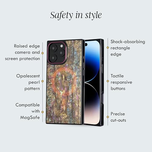 Image of COCOMII Rectangle for iPhone 16 Pro Case, Eclipse Abalone Shell