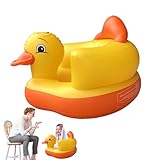 Aufblasbarer Stuhl für Babys, aufblasbarer Babysitz - Yellow Duck Wasserdichter Sitzstuhl für Babys - Faltbarer Sit-Up-Stuhl mit schützendem Kissen und Rückenstütze für den Innen- und