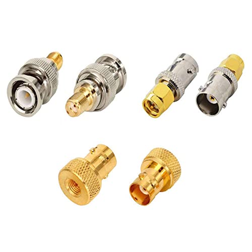 BNC⇔SMA変換アンテナアダプタ3種6個セットBNCオス メス⇔SMAオス メス BNCP-SMAJ BNCJ-SMAP BNCメス ⇔ SMAオス l型の変換コネクタ 低損失 変換・接続・延長用 黄銅金メッキハンディ機 無線機 アンテナなど用 同軸コネ