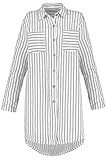 Reines, kühles Leinen GINA LAURA Damen Longbluse, Streifen, Kokosknöpfe, Leinen kohlegrau S 750504 12-S