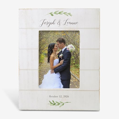 Personalization Universe Laurels Of Love Personalized Wedding Shiplap Picture Frame, 5x7 Vertical...