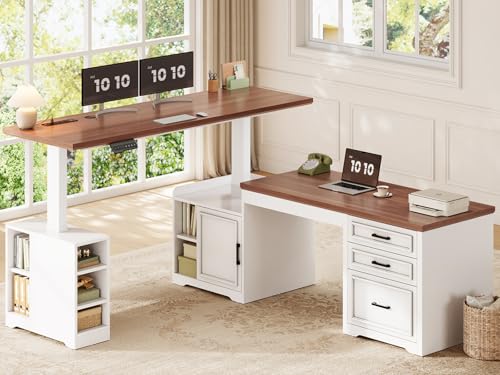 SEDETA Farmhouse L Shaped Electric Standing Desk, 63