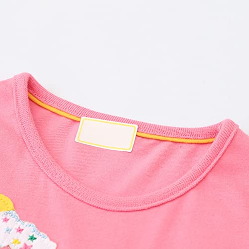 Girls Cotton Cartoon Dress Applique Party Dresses Space Planet Pattern Dress Children's Casual Short Sleeved3