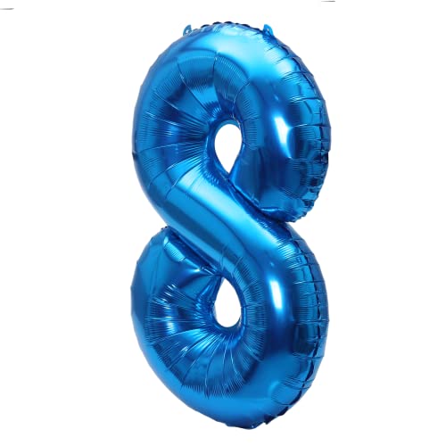 Image of YPSelected 32 Inch Large Foil Helium Number Balloon Birthday Wedding Party 0-9 (Blue, 8)