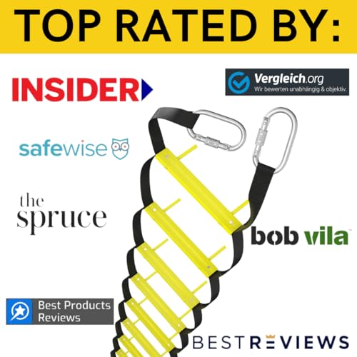 Foto von ISOP Feuerleiter 8m | Einziehbare Leitern für 2-Stöckige Häuser | Kompakt & Tragbar | Strickleiter Geeignet für Balkon Flucht | Rettungsleiter 8m für Notfall | Leichtes Seil Leiter | Aluminiumleiter