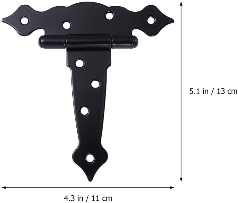 Mikikit 4pcs Strap Heavy Duty Wooden Door Hinges Coated t Hinge for Gates and Sheds Easy to Install Smooth for Barn Doors