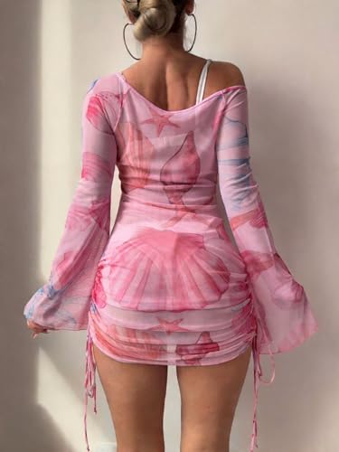 Image of ZAFUL Womens Swimsuit Cover Up Dress Off Shoulder Hollow Coverup Bathing Suit Mesh Swim Beach Dress