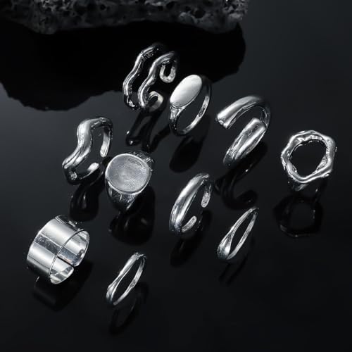 Image of Shining Diva Fashion Stylish Trendy Finger Rings Set for Women & Girls | Chunky Minimal Statement Ring Combos Modern Elegant Jewellery Collection