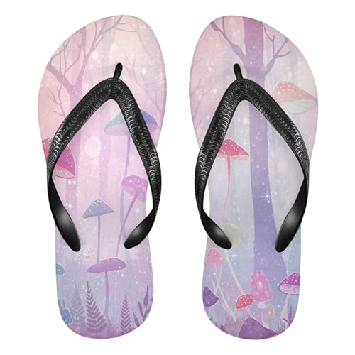 Burbuja Magic Forest Mushrooms Flip Flops for Women Men, Soft Thong Sandals Rubber Slippers for Pool Beach Essentials