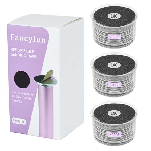 120PCS Fine 180 Grit Replaceable Sandpaper Discs for Electric Foot Callus Removers - 42mm Ultra-Soft Foot File Refills - Gentle Polishing & Baby-Smooth Finish