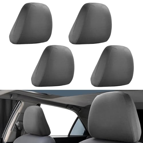 JAONLD Kopfstützenbezüge Auto 4er Set Universal Kopfstützenbezug Auto Elastische Kopfstützenschoner Atmungsaktiv und Flexibel Staubdicht und Waschbar Geeignet für LKW, Bus (grau)