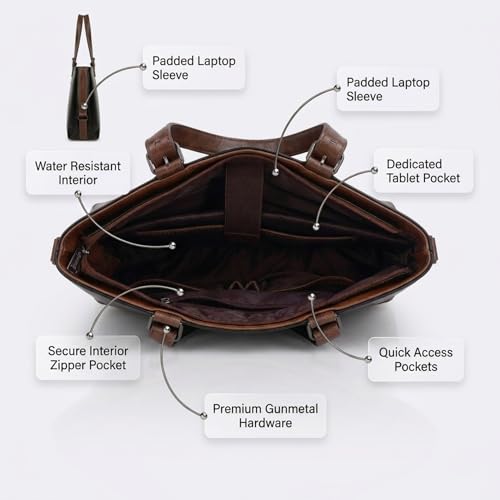 Image of VISMIINTREND Stylish Leather Office Laptop Tote Bag for Women| Shoulder Work Hand Bags for Women | College Bag for Girls | Fits 13 inch,14 inch, 15.6 inch Macbook Laptops
