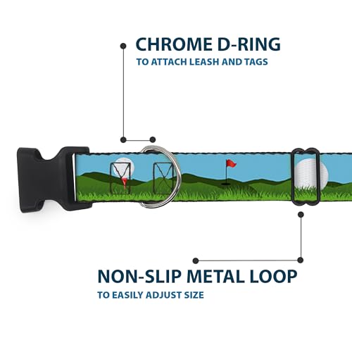 Collar de clip de plástico anti tirones con diseño de campo de golf verde y azul 6