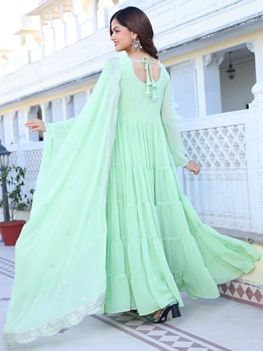 Image of Wedani Georgette Sequins Work Anarkali Kurta Set for Women