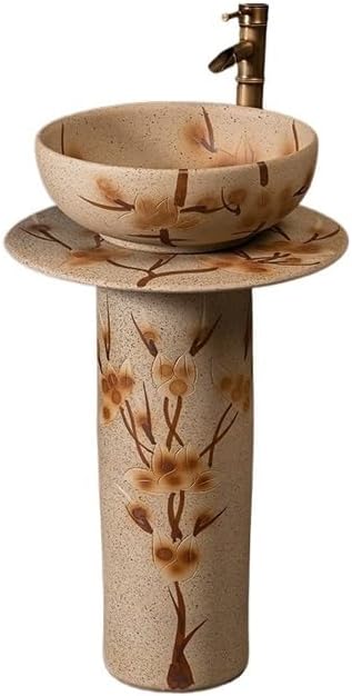 Bathroom Countertop Vessel Sink Home Balcony Column Sink Wash Basin Ceramic Hotel Pedestal Sink Vanity