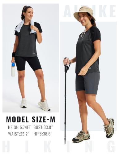 Image of MoFiz Women's Short Sleeve UPF 50+ Sun Protection Sports T-Shirt Quick Dry Running Workout Athletic Tee Top