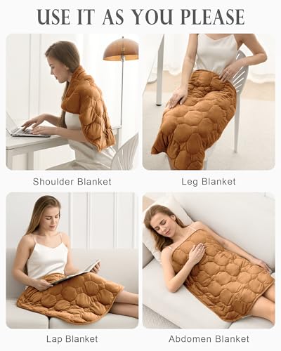 Image of Cottonblue Weighted Lap Blanket Pad 7 lbs 29 inch x 24 inch, Cozy Luxury Crystal Velvet Weighted Blanket for Adults, Small Weighted Blanket Throw All Season for Travel Relaxation Sleeping, Brown Heavy Blanket