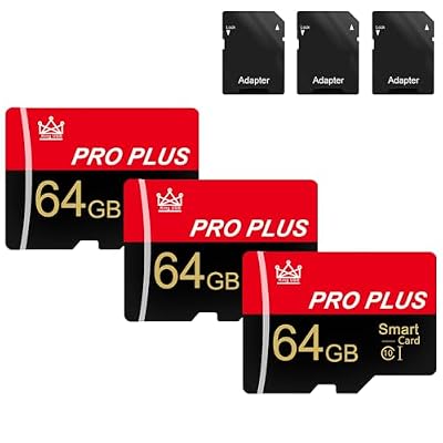 3 Pack Memory Card 64GB with Adapter, High Speed TF Card, UHS-I C10 A1 Memory TF Card for Tablet/Mobile Phone/Camera/Car Audio/Game Console (64GB-3 Pack)