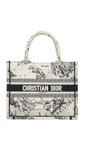 Dior Womens Pre-Loved Embroidered Small Book Tote White One Size
