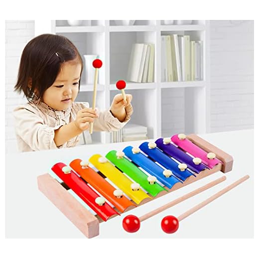 Xylophone for Kids, Natural Wooden Toddler Glockenspiel, Educational& Preschool Learning Music Enlightenment for Kids with Metal Bars Included Two Set of Child-Safe Wooden Mallets