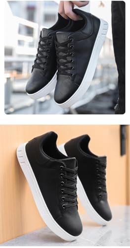 Men's Tennis Shoes PU Leather Dress Sneakers Lace-Up Oxfords Casual Walking Shoes for Business/Travel/Work3
