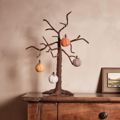 Lights4fun Juego de árbol de fieltro y fieltro calabaza naranja mini calabaza decoración Halloween decoración calabaza decoración otoño árbol artificial Halloween