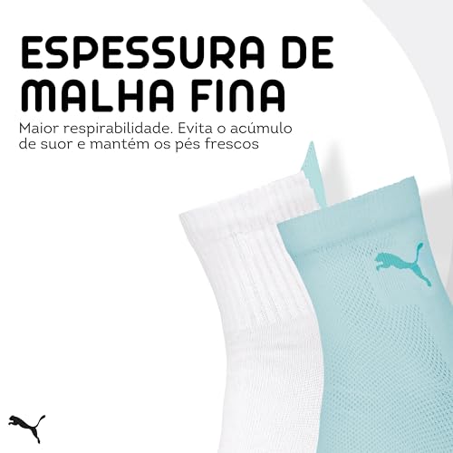 PUMA Kit 6 Meia Colorida Academia Esportiva Cano Médio Feminina Adulto, KIT - A, 34-39