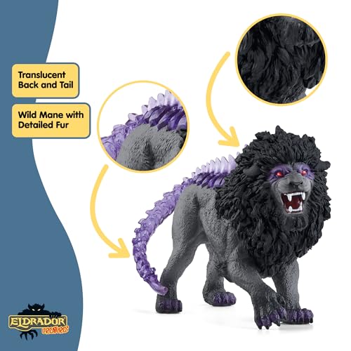 Image of Schleich Eldrador Creatures - Mythical Shadow Lion Action Figure - Highly Detailed and Realistic Figurine Toy with Transparent Tail for Boys and Girls - Kids Ages 7+
