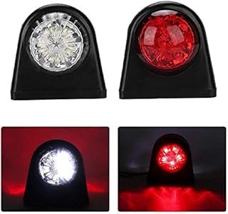 2X 8 LED Side Marker Lights 12/ 24V Trailer Side Lamp Double-Sided Warning White Red light for Truck RV Caravan