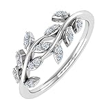 10K White Gold Diamond Nature Wedding Band (0.15 Carat) (Ring Size 6.5)