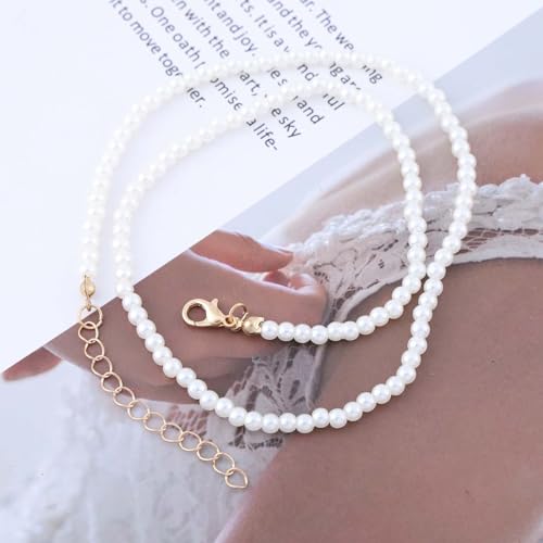 Boho Hochzeit Weißer Kleine Perlen Halskette Dünne Zierliche Perle Halsband Anhänger Mini Perlen Kette Braut Minimalistische Perlenbesetzt Choker Zarter Halsreif Niedlicher Vintage Einfache Frauen