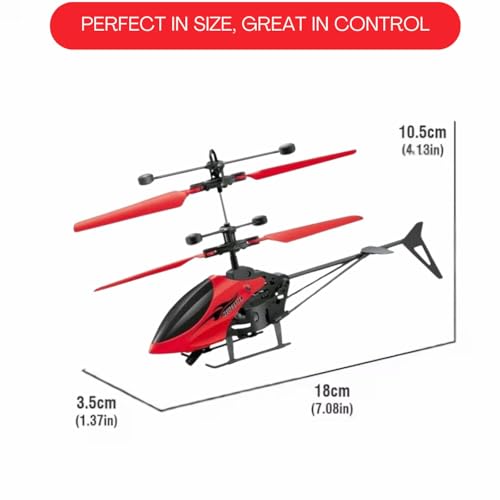 Image of Gravity Sensor Helicopter Toy for Boys with Safety Sensor, Indoor Palm Sensing, Rechargeable with LED Lights I Pack of 1 (Red Colour)