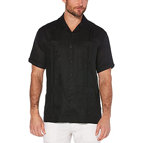 Cubavera Men's 100% Linen Short Sleeve Button-Down Guayabera Shirt, Four Pockets, Camp Collar, Pintuck Detail, Lightweight