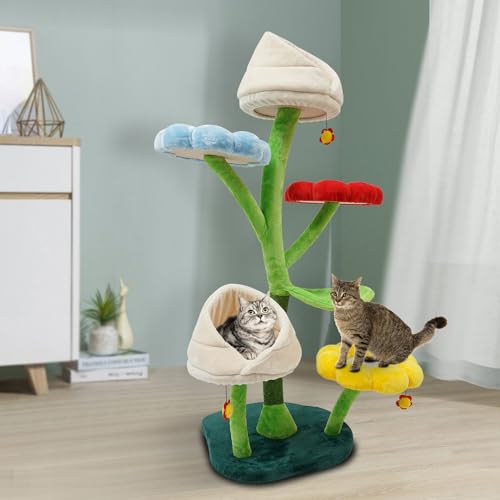 Rascador para gatos de interior 6 niveles con hamacas miniatura 3