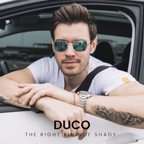 Image of DUCO Square Sunglasses for Men Women Polarized Driving Sun Glasses UV400 Protection Retro Shades DC3038
