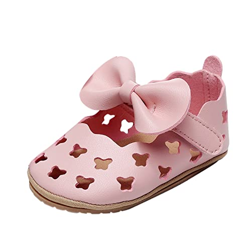 Baby Girls Hollow Out Bowknot Mary Jane Flats Sparkly Toddler Lightweight Breathable Non-Slip First Walking Shoes4