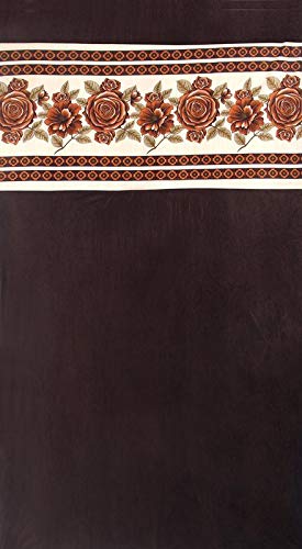 Image of Exporthub Fancy Plain Crush Polyester with Patch Design Eyelet Door Curtain (Brown, Length 7 Feet, 2 Piece, EHSPR704 74)