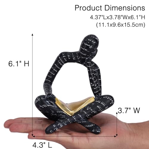 Estatua Negra Moderna de Figura Lectora Abstracta miniatura 3