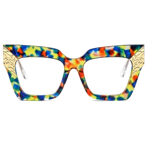 Image of Zeelool Retro Oversized Square for Women Eyeglasses Frame with Non-prescription Clear Lens ZJGA652634-02 Flower