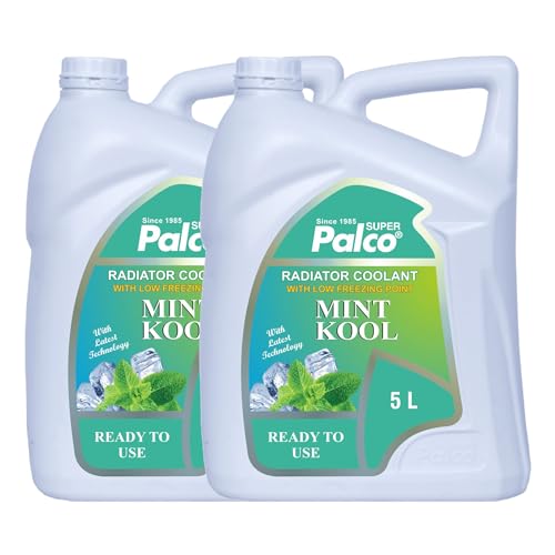 Image of PALCO MINT KOOL Radiator Coolant Ready to Use for Petrol Diesel Engines Cars, Jeep, Commercial Water as a Cooling Medium Vehicles| Ethylene Glycol Based Coolant| Nitrite Amine free 5Litre (Pack 2)